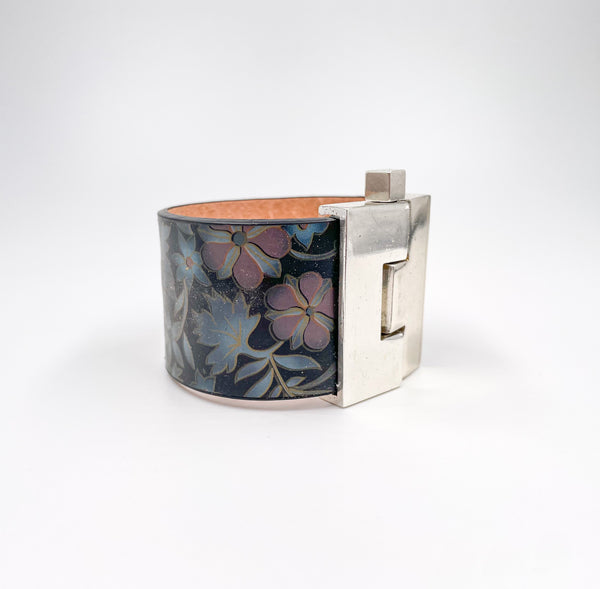 Winter Floral Leather Wide Jigsaw Cuff