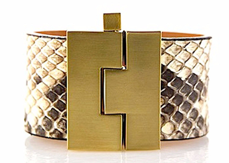 Wide Natural Python Jigsaw Cuff – LeighElena
