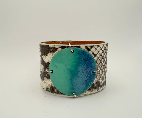 SALE Ocean on Python skin narrow Enamel Cuff