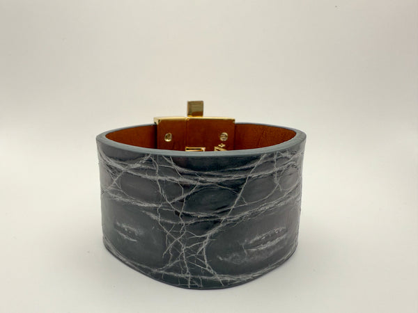 NEW Graphite Crocodile Wide Jigsaw Cuff