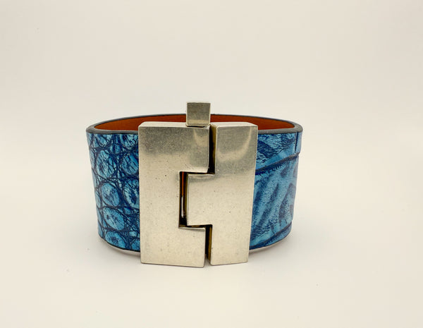 NEW Lake Marbled Sparkle Alligator Wide Jigsaw Cuff