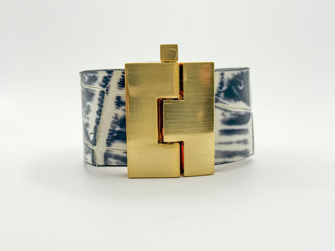 NEW Black and White Alligator Wide Jigsaw Cuff