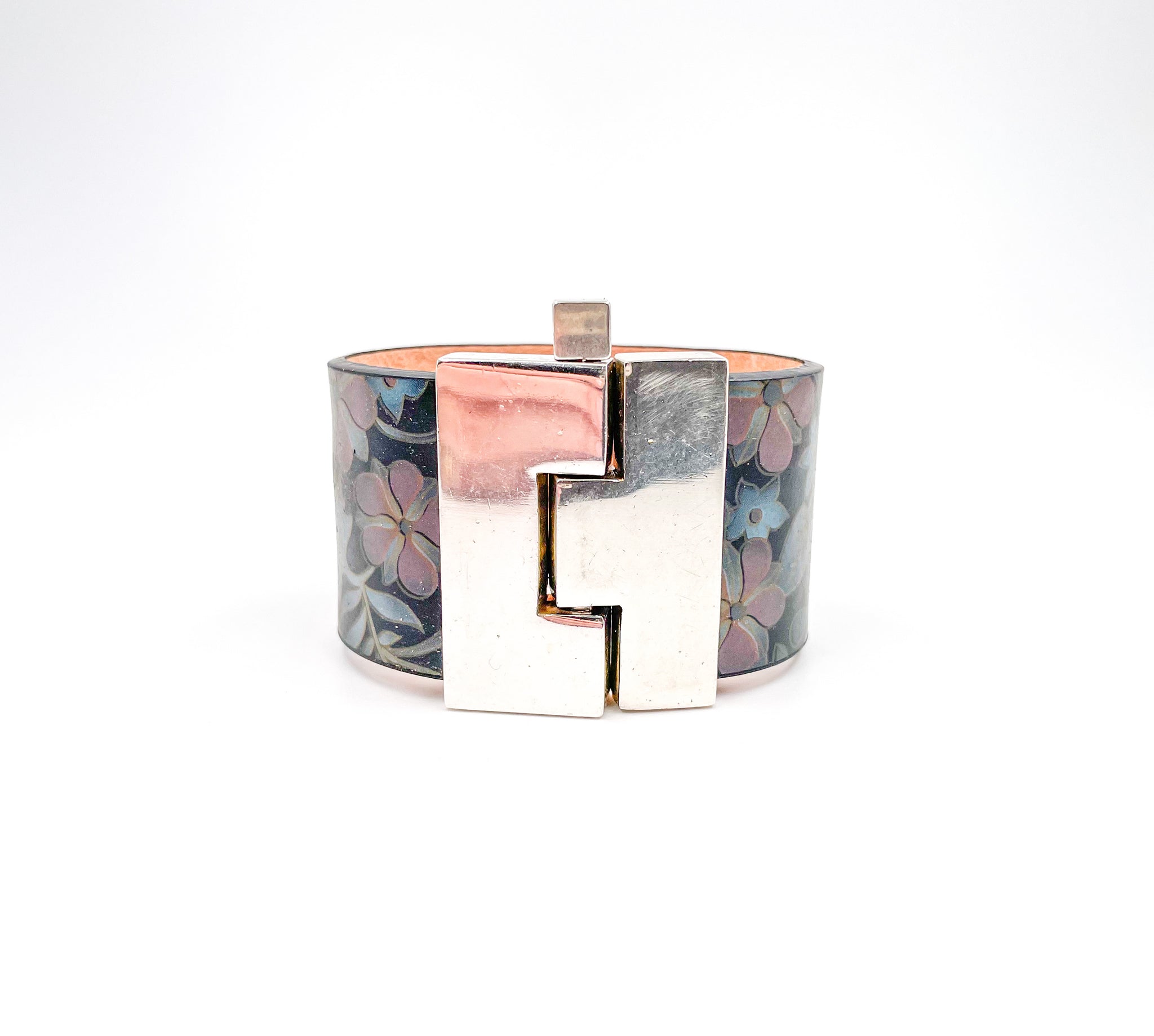 Winter Floral Leather Wide Jigsaw Cuff