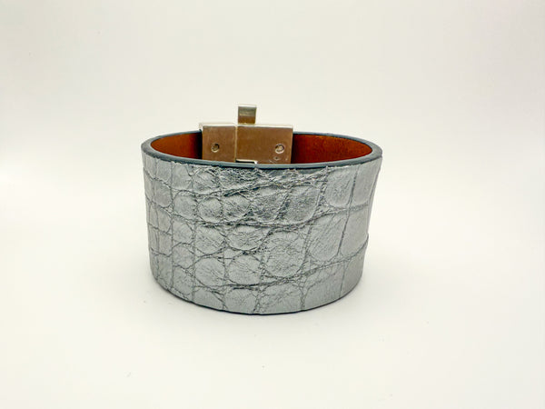 NEW Pewter Sparkle Alligator Wide Jigsaw Cuff