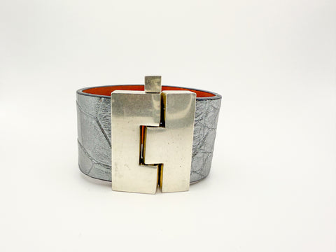 NEW Pewter Sparkle Alligator Wide Jigsaw Cuff