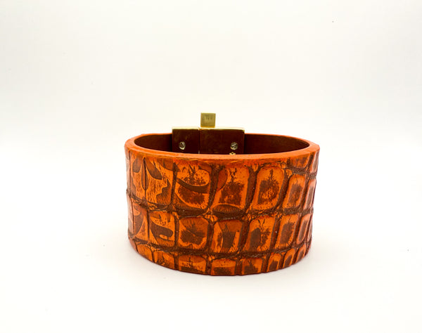 NEW Orange  Marbled Sparkle Alligator Wide Jigsaw Cuff