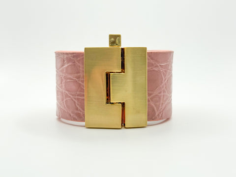 NEW Blush Pink Alligator Wide Jigsaw Cuff