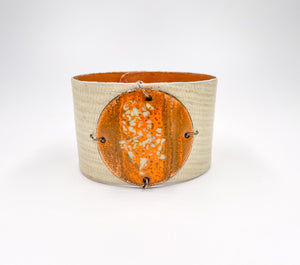 SALE Fall leaves on Bone Lizard Narrow Enamel Cuff