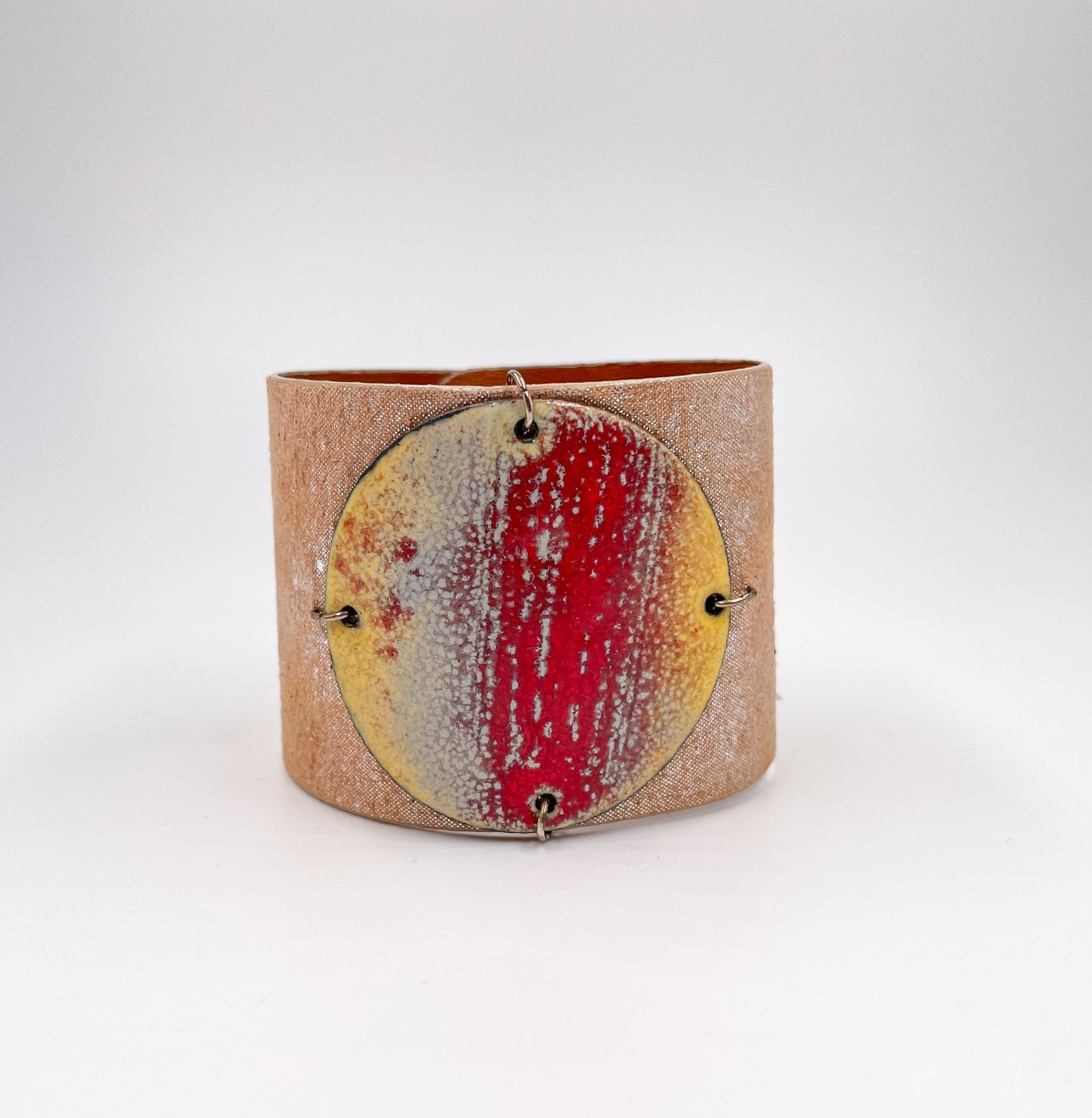 Sunset on snow metallic leather Wide Enamel Cuff
