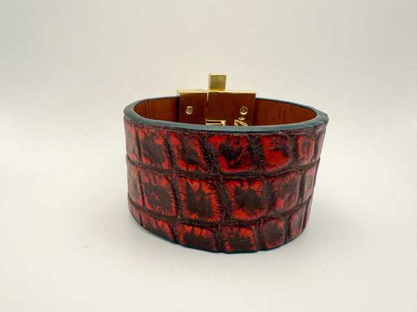 NEW Wine Marbled Sparkle Alligator Wide Jigsaw Cuff