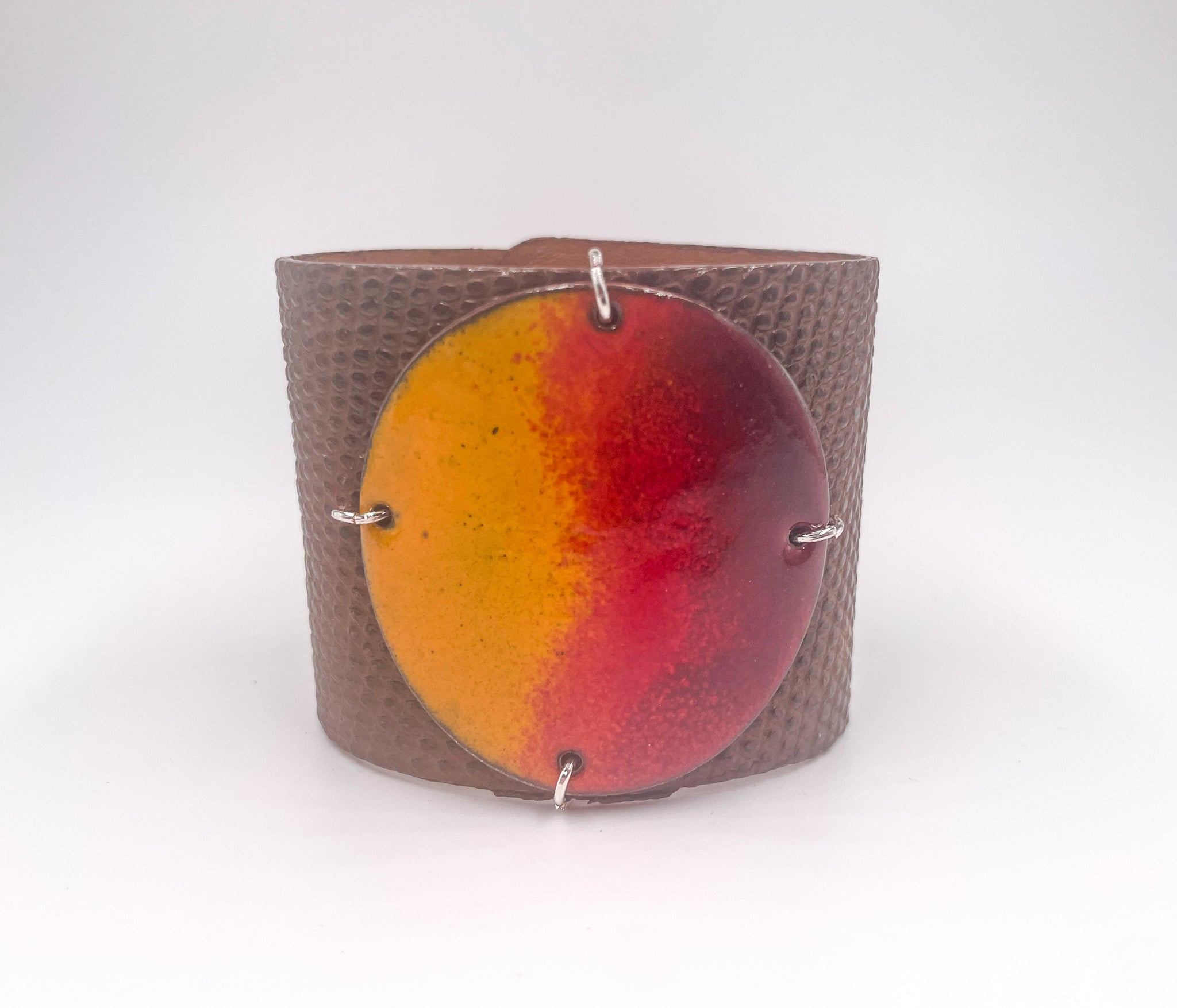 SALE Sunset on Cognac Lizard Wide Enamel Cuff