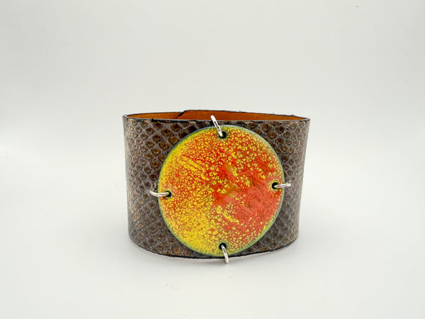 SALE Citrus on Karung Snakeskin narrow Enamel Cuff