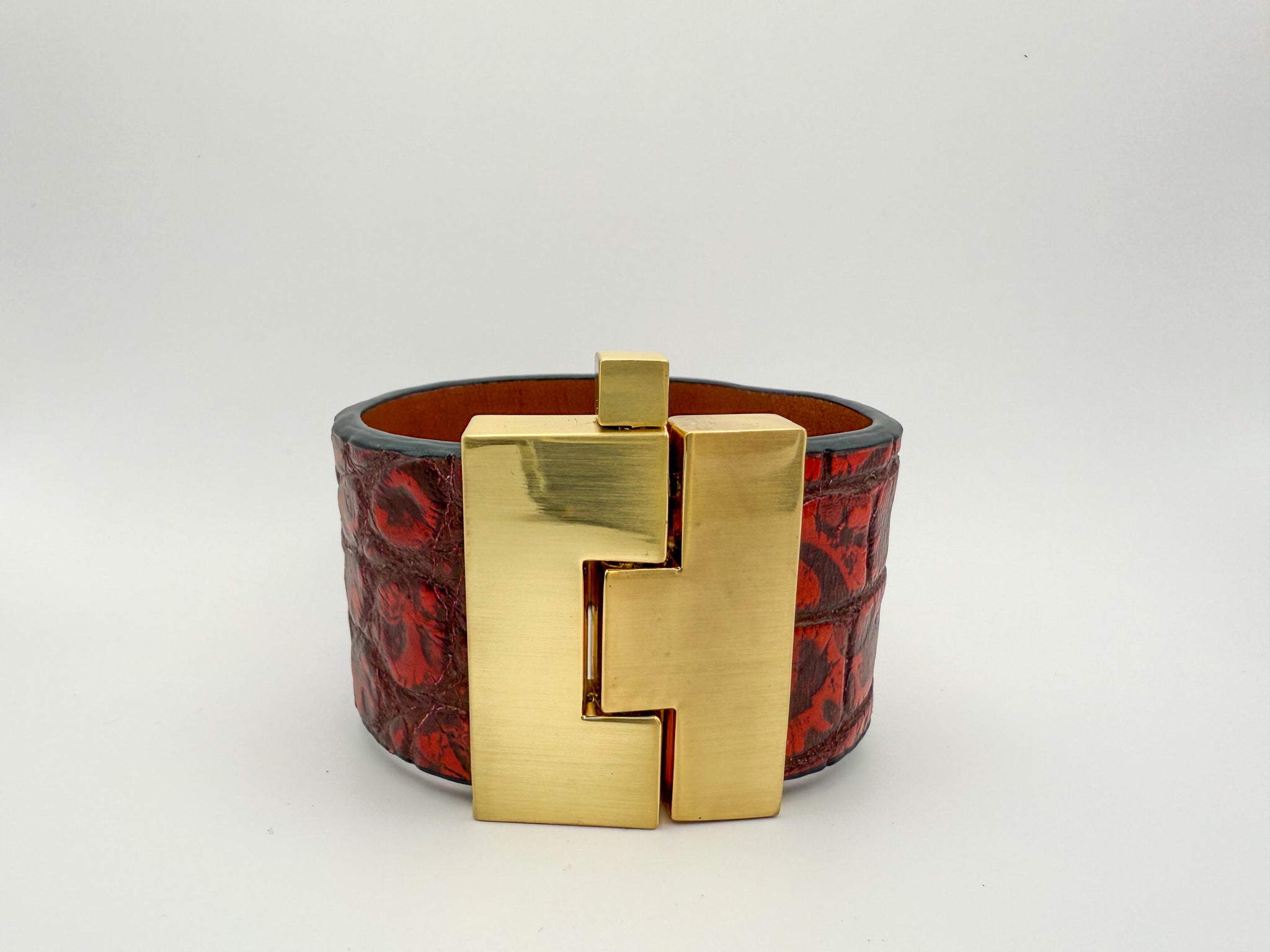 NEW Wine Marbled Sparkle Alligator Wide Jigsaw Cuff