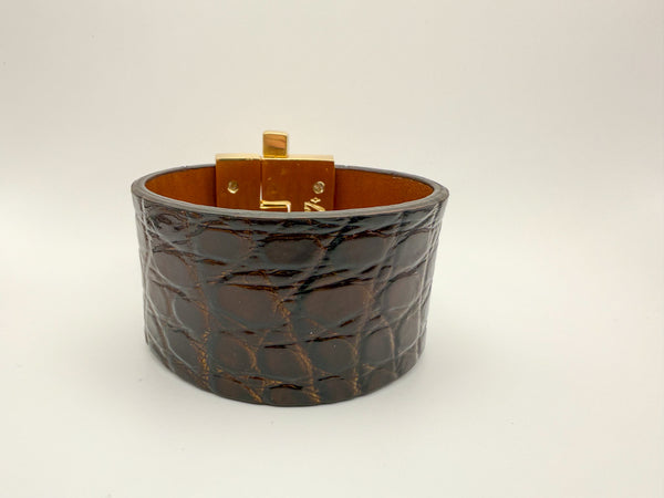 NEW Espresso Alligator Wide Jigsaw Cuff