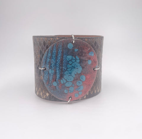 SALE Ocean on Karung Snake Skin Wide Enamel Cuff