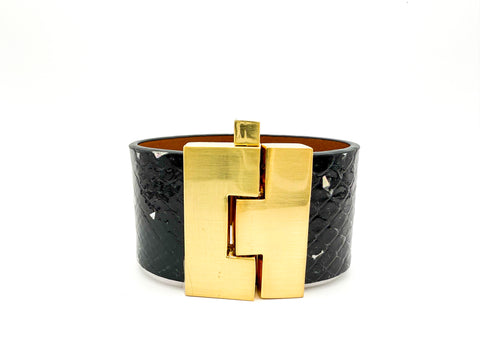 NEW Black Sparkle Python Wide Jigsaw Cuff