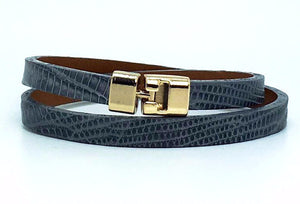 SALE Double T-Bar Bracelet Grey Lizard