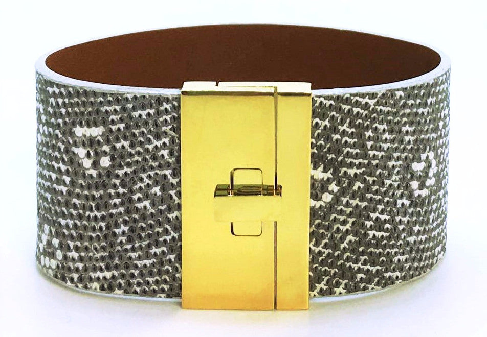 SALE Wide Turnlock Cuff Spotted Ring Lizard