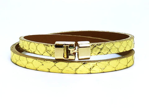 Double T-Bar Bracelet 24 Karat Python