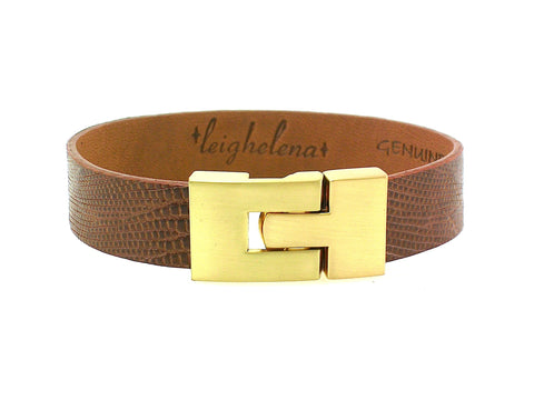 SALE Single Jigsaw Bracelet Cognac Lizard