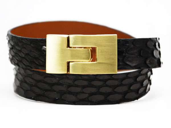 Double Jigsaw Bracelet Black Anaconda