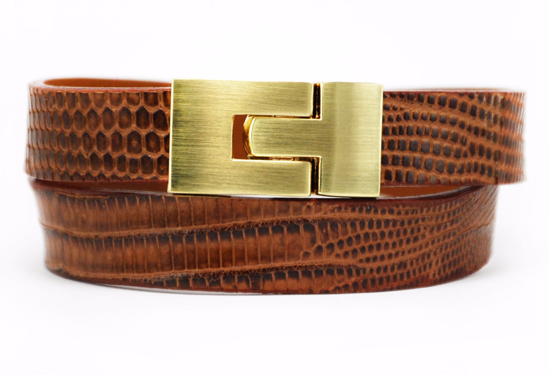 Double Jigsaw Bracelet Cognac Lizard