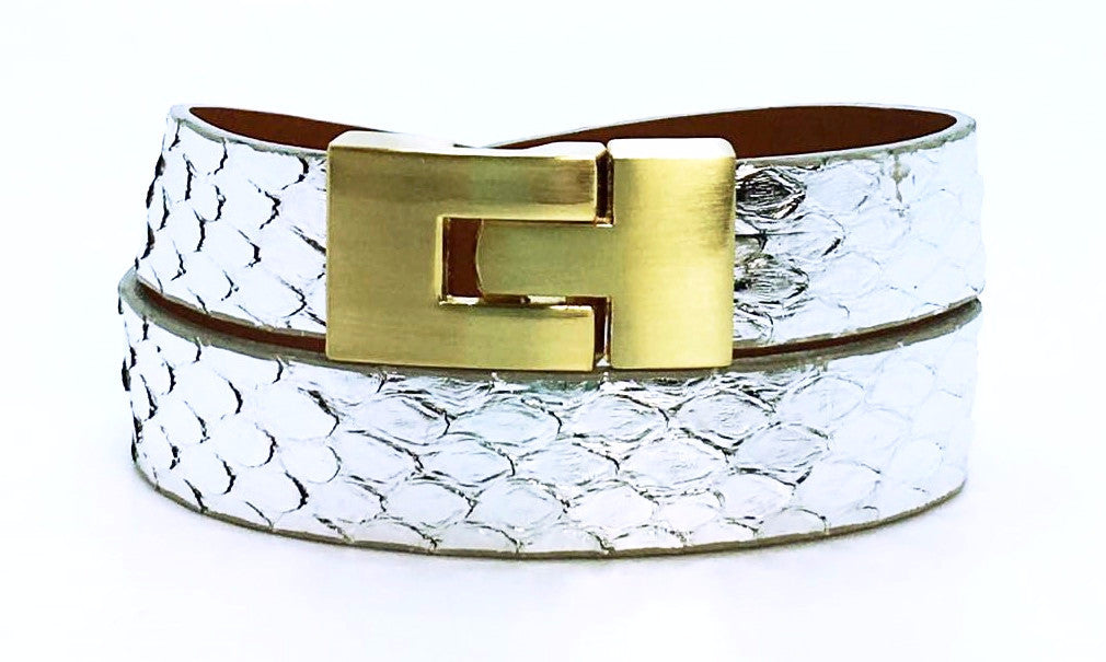 Double Jigsaw Bracelet Silver Python