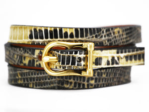 SALE Triple H Bar Bracelet Beige Marked Lizard