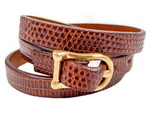 SALE Triple H Bar Bracelet Cognac Lizard