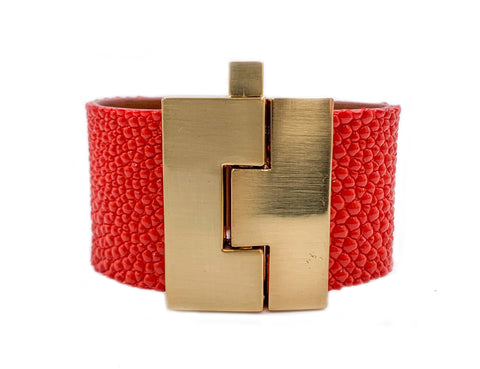 SALE Wide Tomato Stingray Jigsaw Cuff