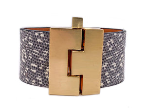 Wide Ring Lizard Jigsaw Cuff