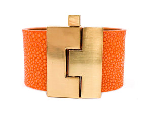 SALE Orange Polished Stingray Jigsaw Cuff