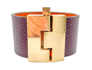 SALE Chocolate Leather Wide Jigsaw Cuff