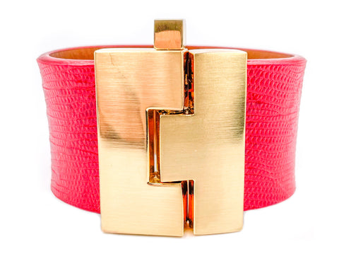 Red Lizard Wide Jigsaw Cuff