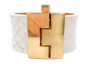 White Python Wide Jigsaw Cuff