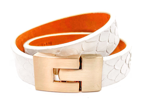 Double Jigsaw Bracelet White Python