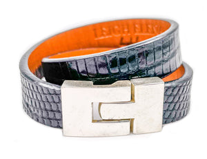 SALE Double Jigsaw Bracelet Black Lizard
