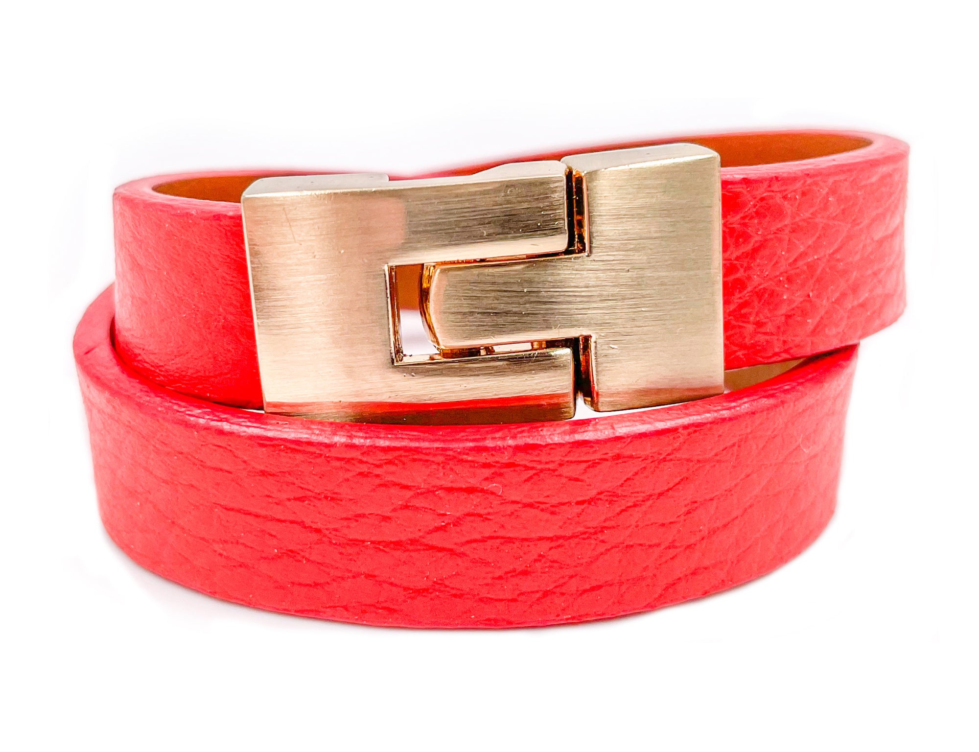 SALE Double Jigsaw Bracelet Tomato Leather