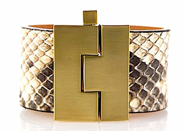 Wide Natural Python Jigsaw Cuff