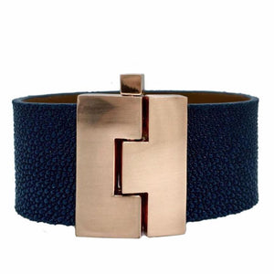 Wide Navy Stingray Jigsaw Cuff