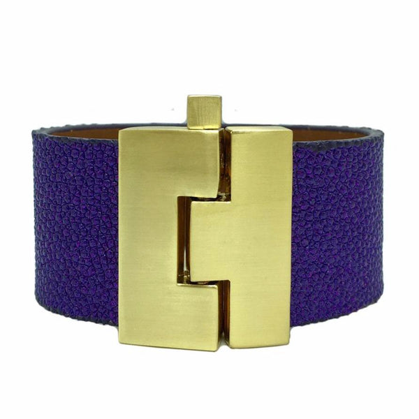 SALE Wide Purple Glitter Stingray Jigsaw Cuff
