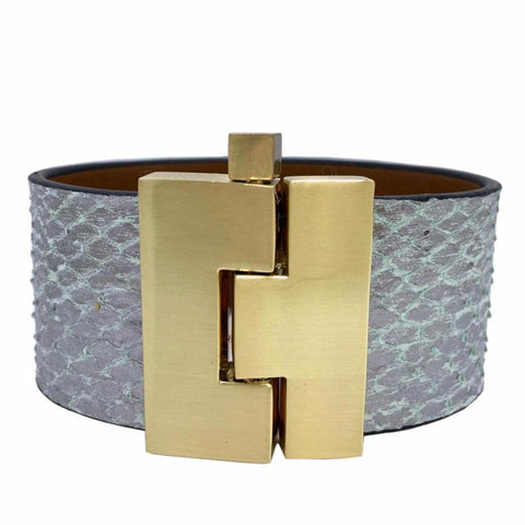 SALE Wide Sea Mist Python Jigsaw Cuff