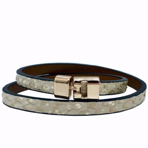 SALE Double T-Bar Bracelet Soft Gold Python