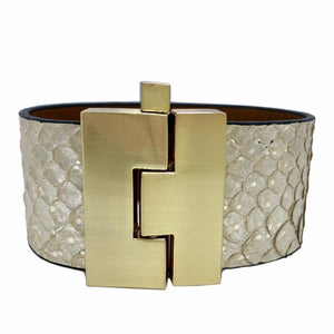 Wide Soft Gold Python Jigsaw Cuff