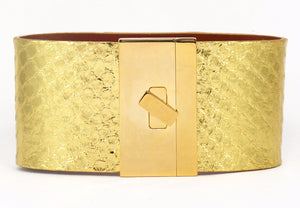 SALE Wide Turnlock Cuff 24 Karat Python