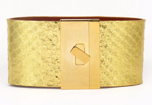 SALE Wide Turnlock Cuff 24 Karat Python
