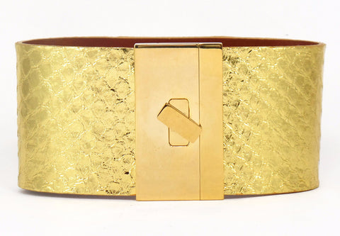 SALE Wide Turnlock Cuff 24 Karat Python