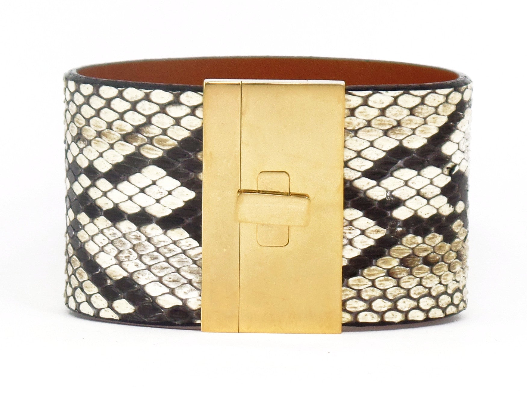 SALE Wide Turnlock Cuff Natural Python
