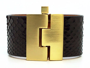 Wide Black Anaconda Jigsaw Cuff