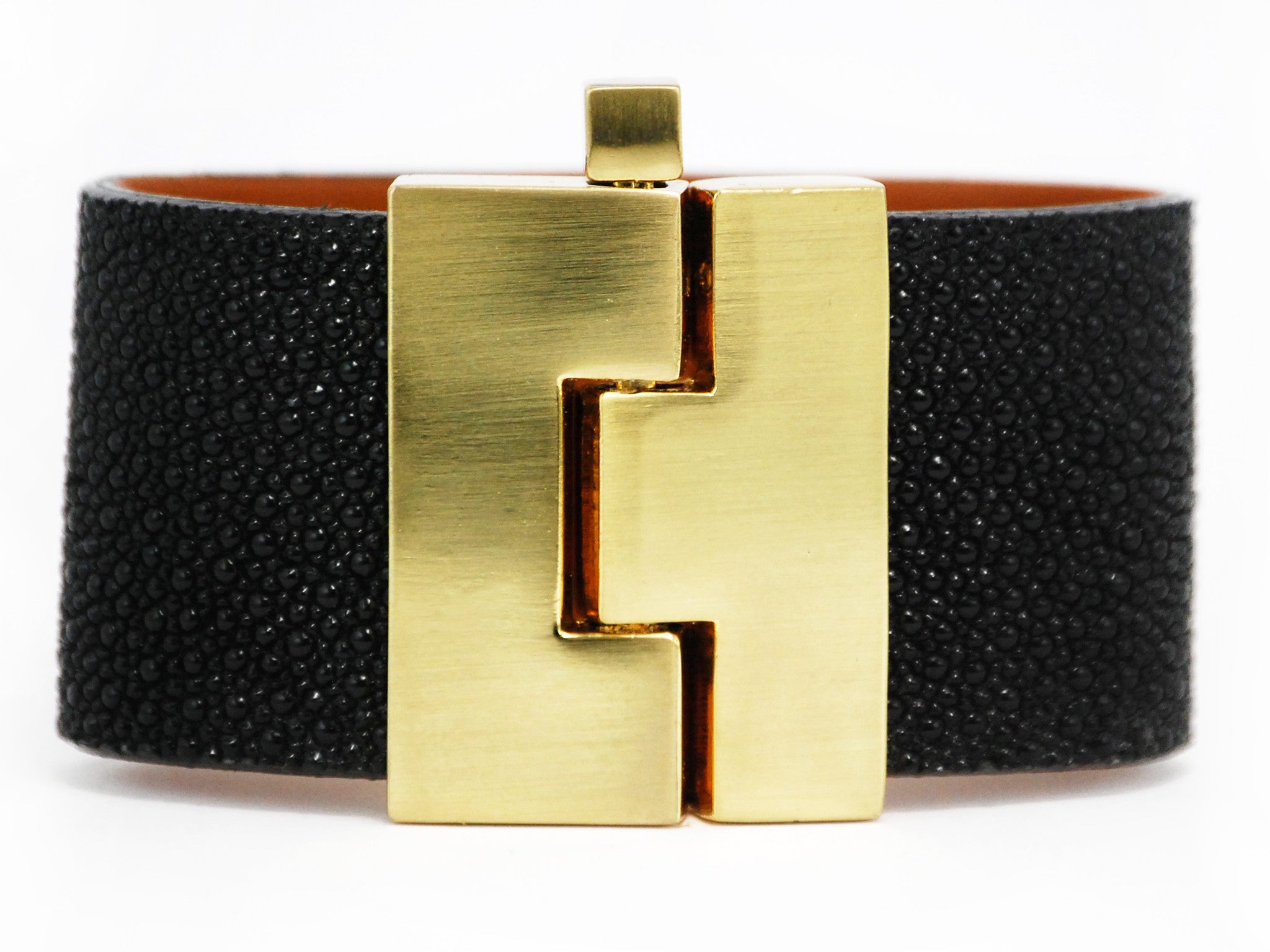 Wide Black Stingray Jigsaw Cuff